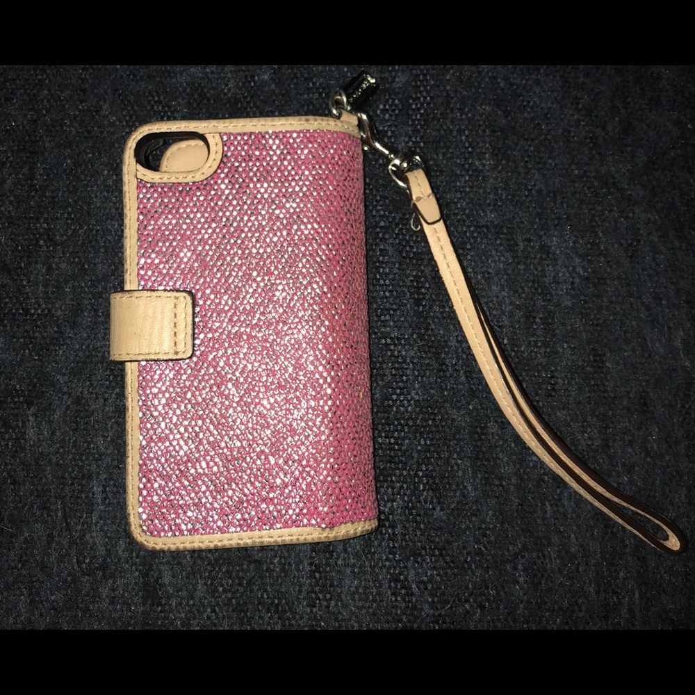 COACH BLEECKER PHONE WRISTLET IN METALLIC CANVAS